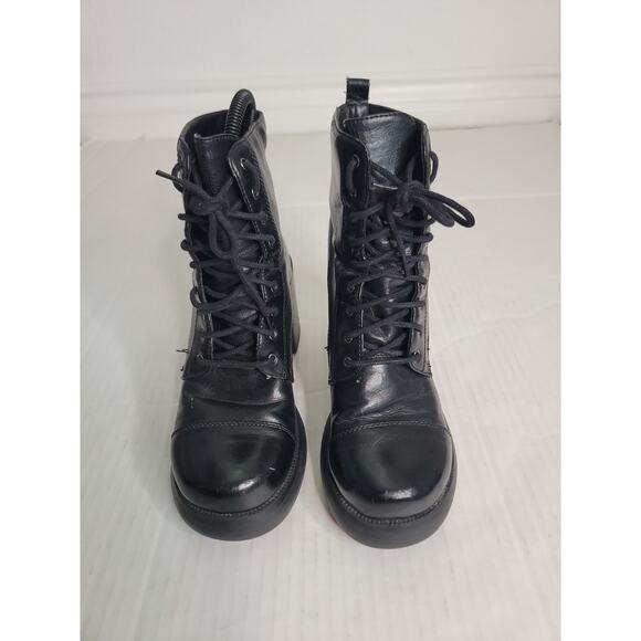 VGT No Boundaries 90s Y2K Black Chunky Platform Heel Boots Lace Up 7 Goth Grunge - Picture 2 of 14